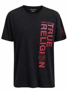 True Religion Men’s T-Shirt XL Black Silicone Logo Graphic Tee New With Tags